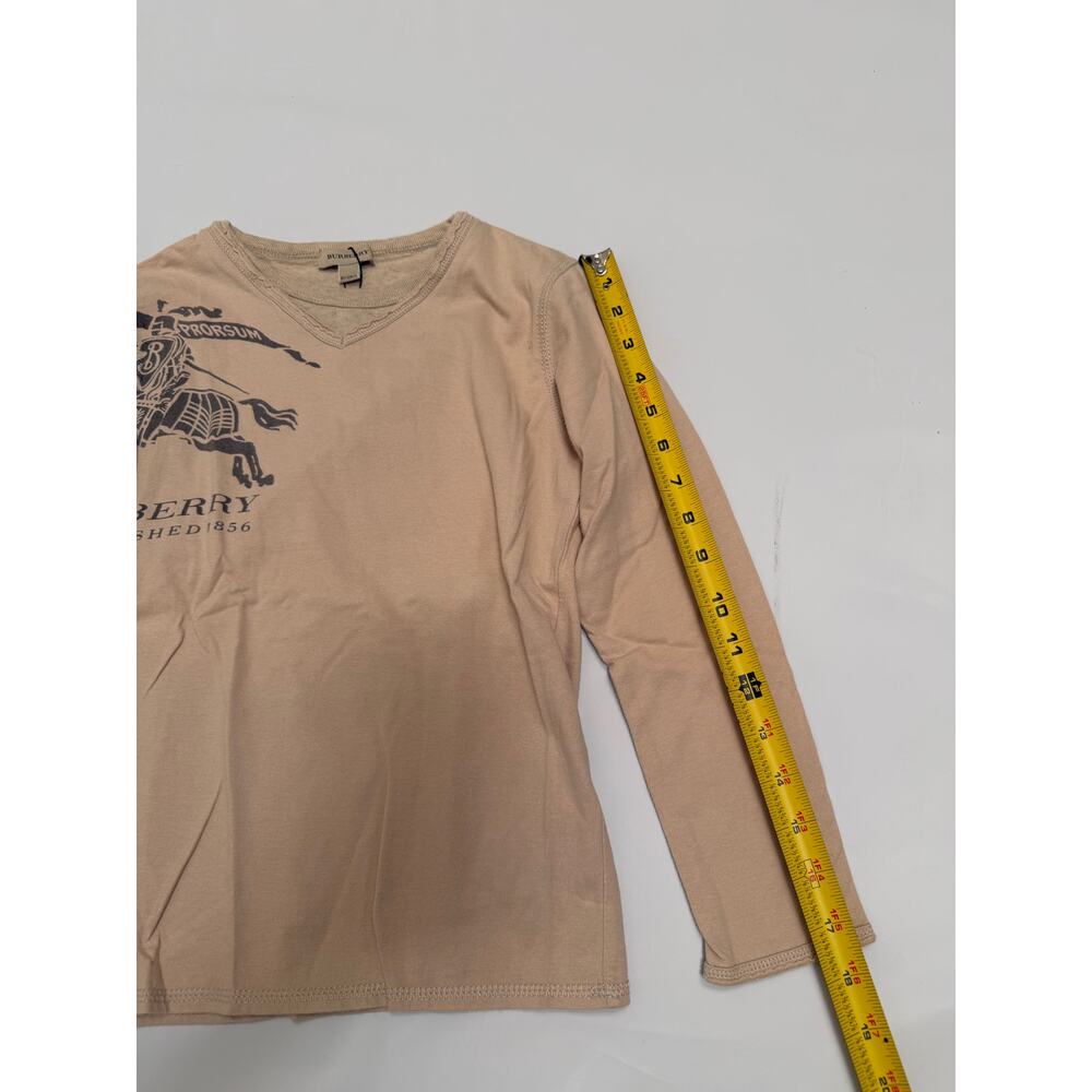 Burberry Kids Knight Logo Long Sleeve T-Shirt Boys Size 8Y Tan Luxury Old Money - Picture 6 of 16